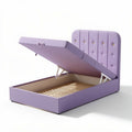 Lit avec coffre de rangement en tissu violet 200 x 160 x 100cm