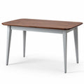 Table en bois avec plateau en noyer et pieds métalliques gris 150 x 80 x 75cm