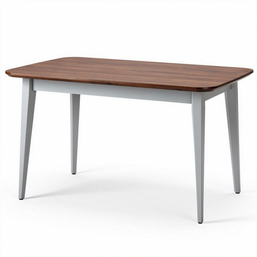 Table en bois avec plateau en noyer et pieds métalliques gris 150 x 80 x 75cm