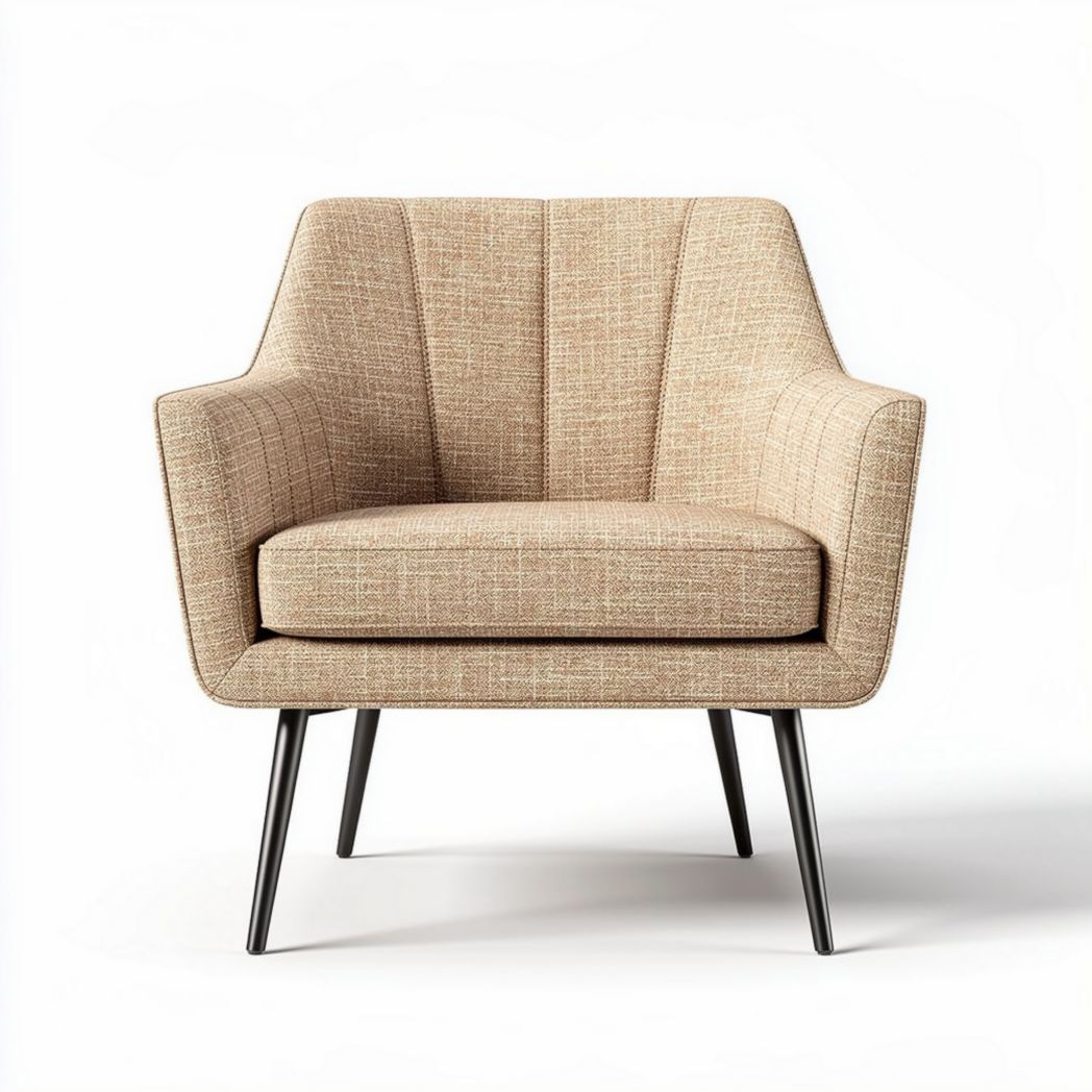 Fauteuil en tissu beige avec pieds en métal dimensions 80 x 80 x 80cm