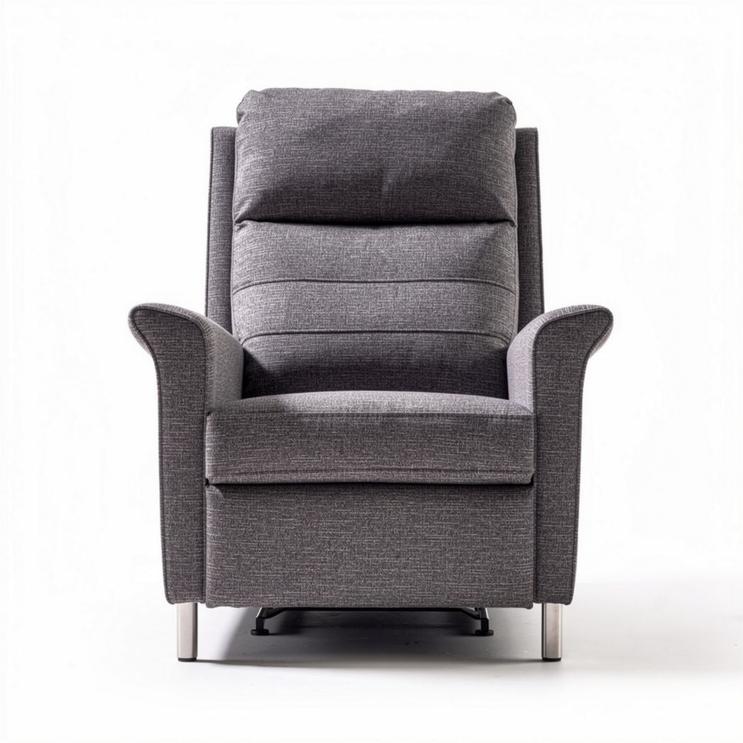 Fauteuil inclinable en tissu gris avec accoudoirs et repose-tête 70 x 80 x 100cm