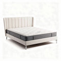 Lit double en tissu gris clair avec matelas de 200 x 160 x 30 cm