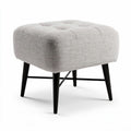 Pouf carré en tissu gris clair avec pieds en bois noir 40 x 40 x 40cm